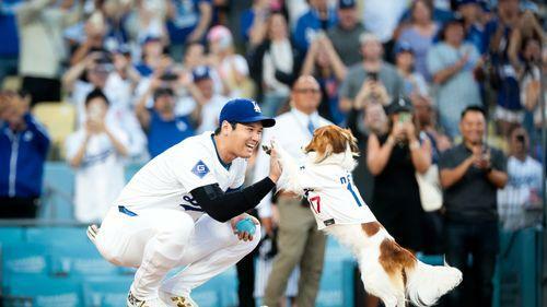 大谷翔平選手と愛犬のデコピン