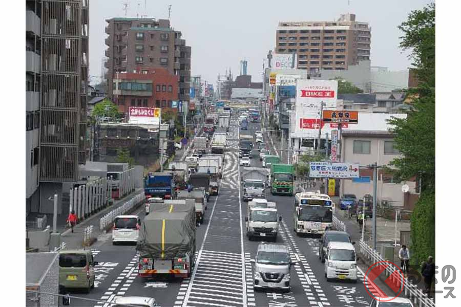 渋滞する柏市内の国道16号（画像：国土交通省）