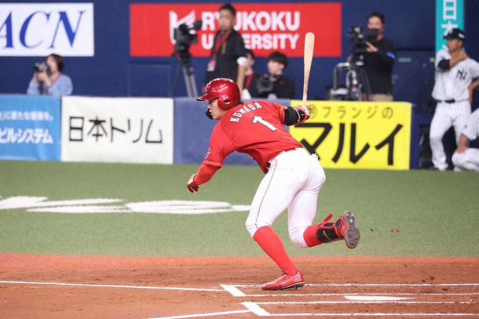 初回に中前打を放ったトヨタ自動車・熊田（提供写真）