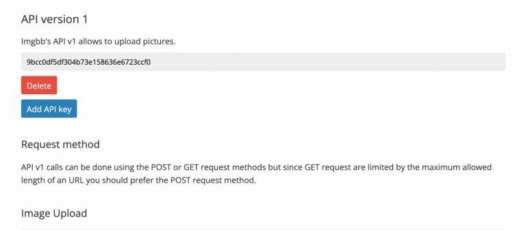 IMGBB APIページ