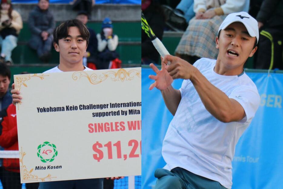 慶應チャンレジャー優勝の清水。6度目のATPチャレンジャー決勝でついに栄冠を手にした。写真：前道右京（スマッシュ編集部）