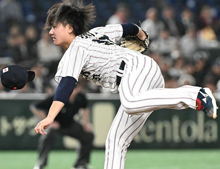 2番手でマウンドに上がる井上（撮影・柿森英典）