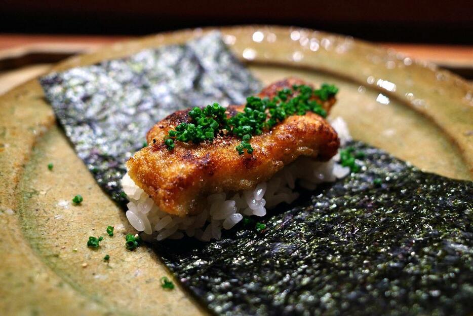 “穴子 飯蒸し 海苔 赤山椒”