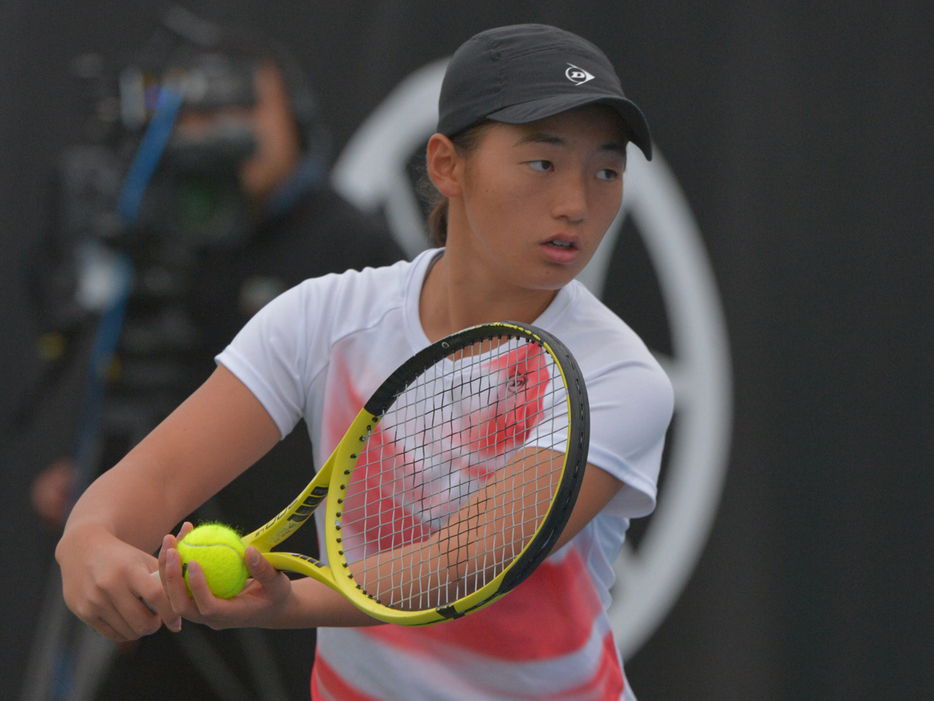 「2025 DUNLOP ROAD TO THE AUSTRALIAN OPEN JUNIOR SERIES in 四日市」（三重・四日市テニスセンター）で決勝に進出した後藤七心（大商学園）（写真提供◎住友ゴム工業株式会社）