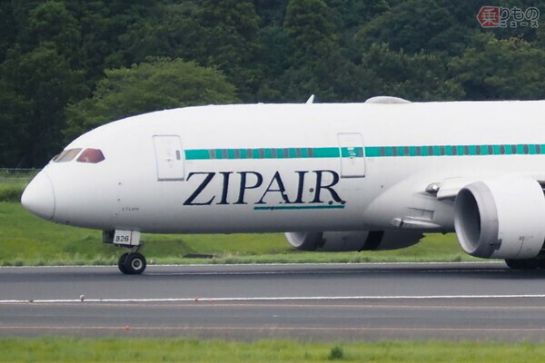 ZIPAIRのボーイング787-8型機（大塚圭一郎撮影）。