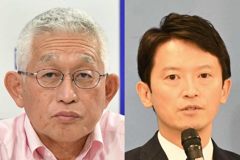 泉房穂氏（左）と斎藤元彦氏