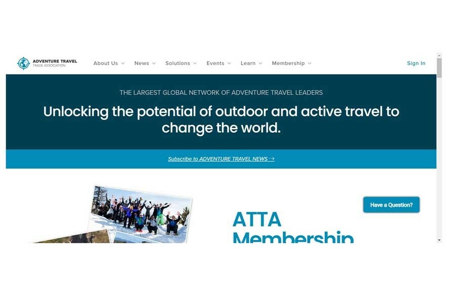 Adventure Travel Trade Associationのウェブサイト（画像：Adventure Travel Trade Association）