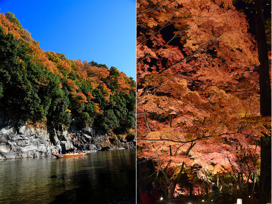 （左）岩畳、（右）月の石もみじ公園。画像提供：一般社団法人長瀞町観光協会