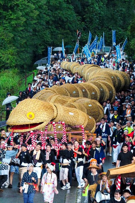 新潟「大したもん蛇まつり」　ギネス記録の巨大な蛇