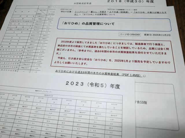 愛知県一宮市が公表した過去の水質検査結果