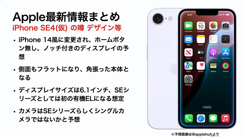 まず、iPhone SE4のデザインの噂について解説します（画像は筆者YouTubeチャンネルより）