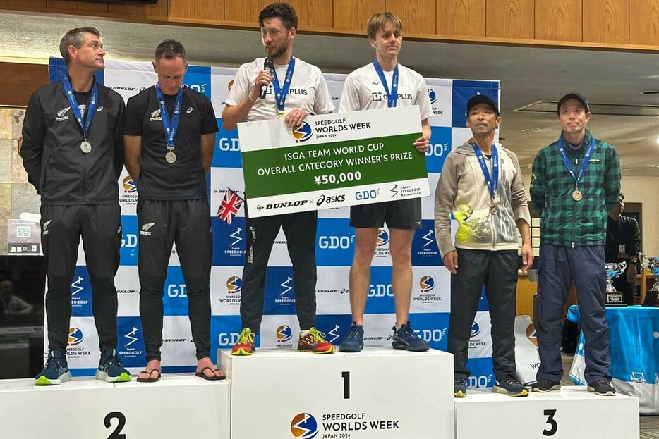 ISGAチームワールドカップ一般部門　男子1位ルーク・ウィレット＆ルーク・ボーン（英国）、2位バーニー・スミス＆クレイグ・ラッセル（ニュージーランド）、3位 新本達也＆太田仁（日本）