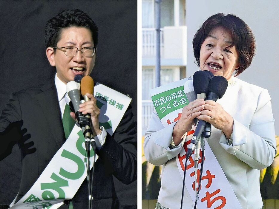 （右から届け出順に）桂田美智子氏、下鶴隆央氏