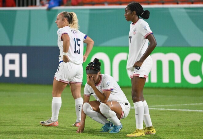 準々決勝で北朝鮮に敗れたU-17アメリカ女子代表。(C)Getty Images