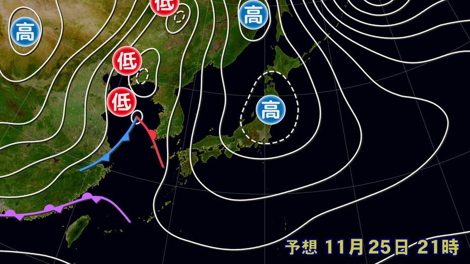 今夜の予想天気図