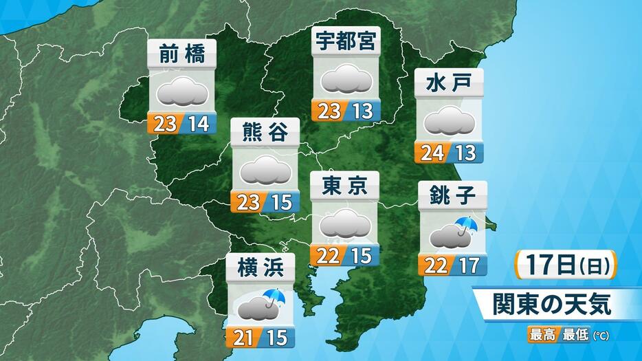 17日(日)関東の天気