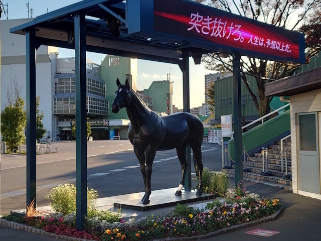 大井競馬場の正門付近にあるハイセイコー像(22年のハイセイコー記念当日に撮影、(c)netkeiba)