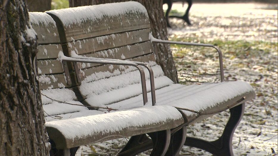 旭川市内の公園に積もる雪