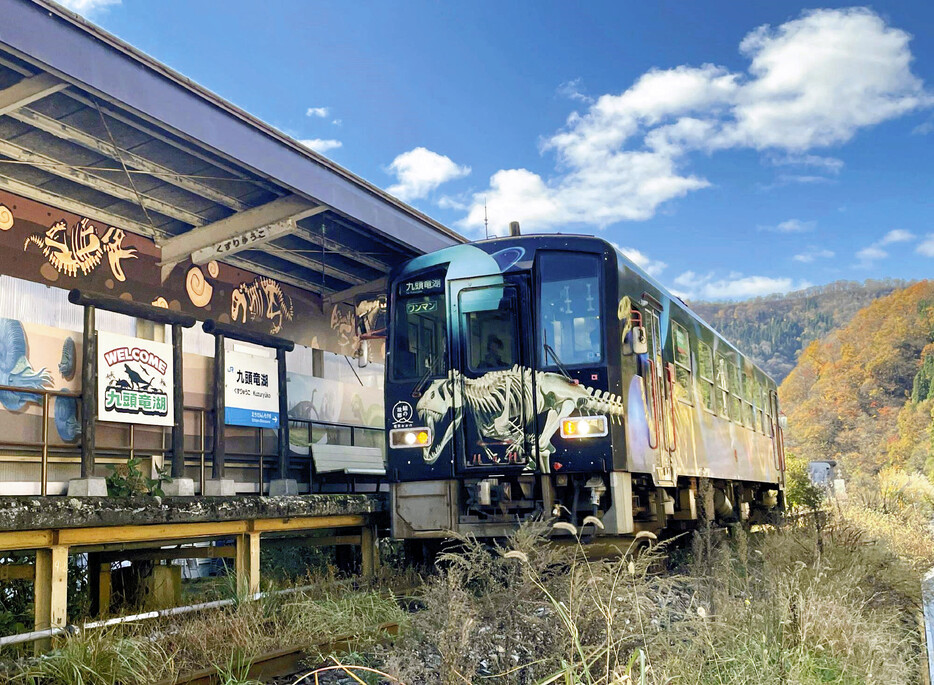 JR越美北線の九頭竜湖駅。「青春18きっぷ」で旅行する鉄道ファンにも人気だ（福井県大野市で）