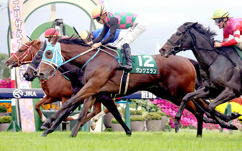 ３頭横並びの接戦を制したダンツエラン（手前）