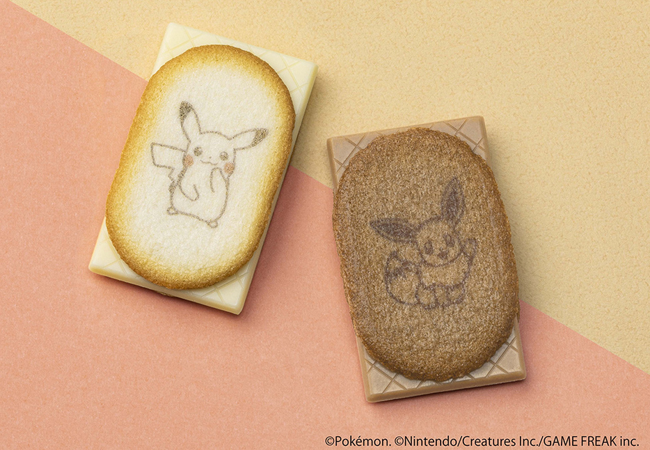 「ポケモン東京ばな奈 はみ出しチョコのクッキーサンド」ピカチュウ&イーブイ©Pokémon. ©Nintendo/Creatures Inc./GAME FREAK inc.