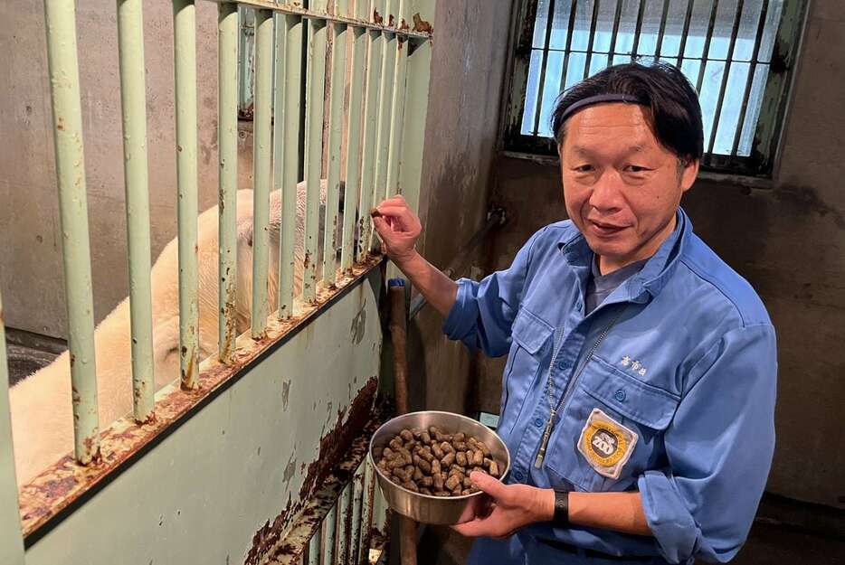 親代わりとしてピースを育てた飼育員の高市敦広さん＝愛媛県砥部町の県立とべ動物園（前川康二撮影）