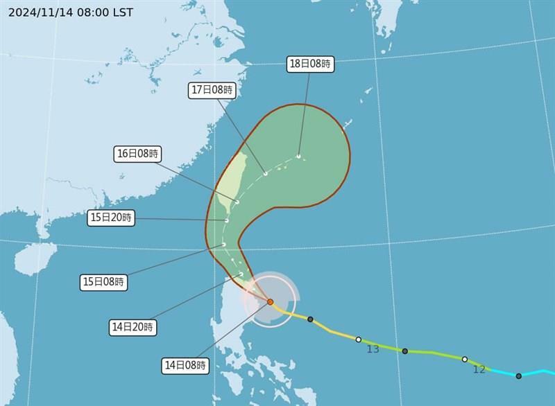 台風25号の進路の予想図（中央気象署提供）