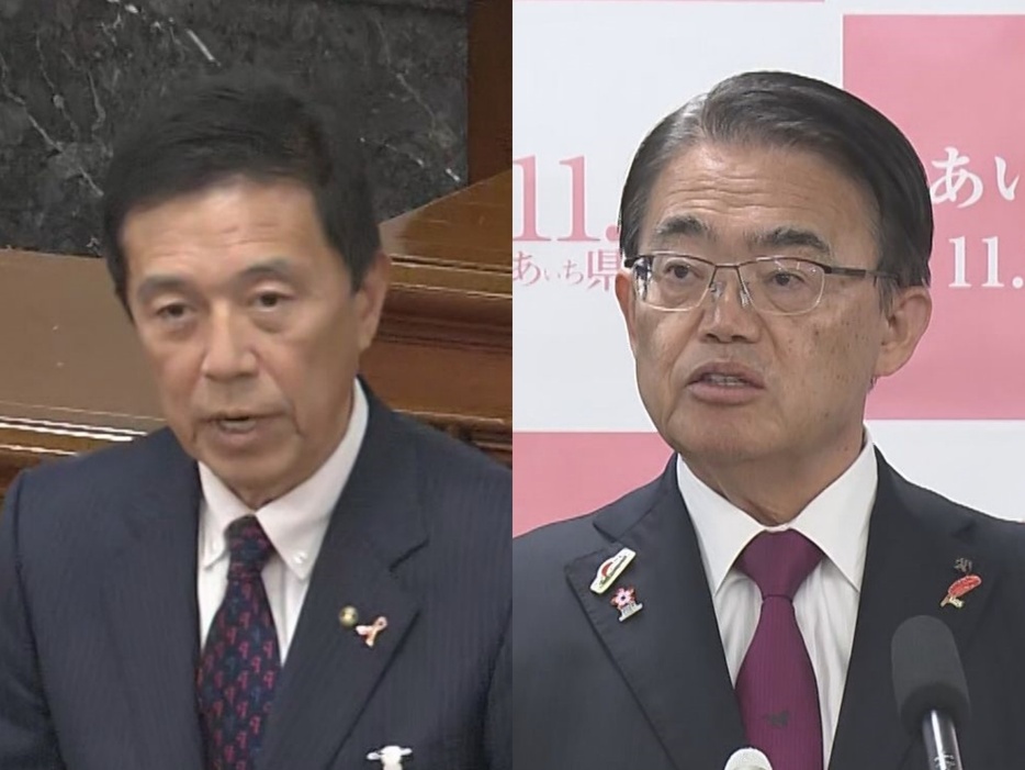 広沢名古屋市長(左)と大村愛知県知事(右)