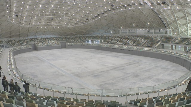 最大1万人を収容できるメインアリーナを備える　香川県立アリーナ