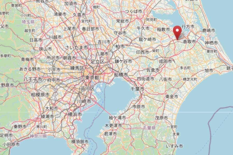 神崎町の位置（画像：OpenStreetMap）