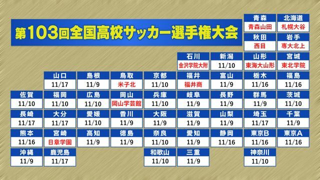 冬の選手権に11校が出場決定