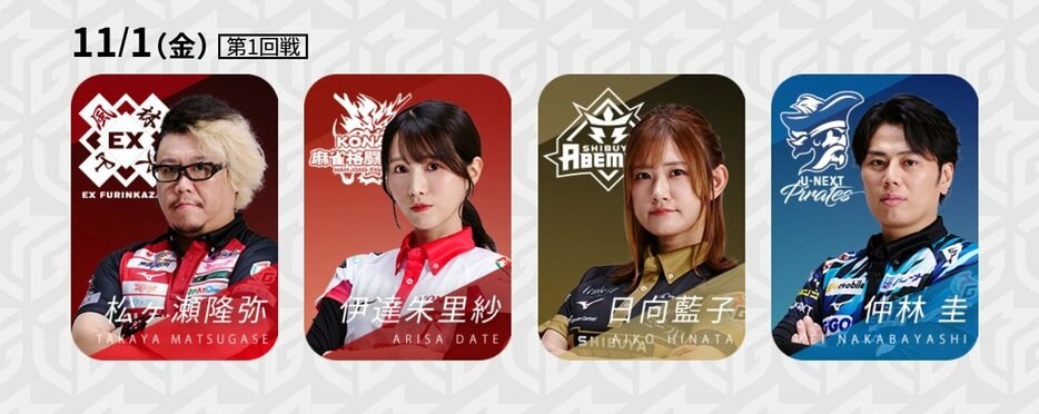 11月1日第1試合の出場選手