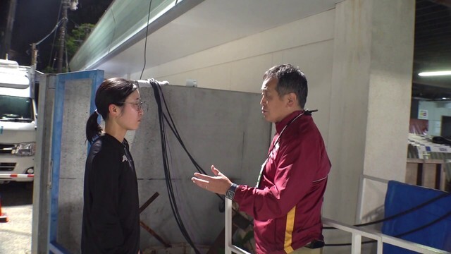 谷本選手と話をする米田監督