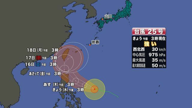 台風25号予想進路