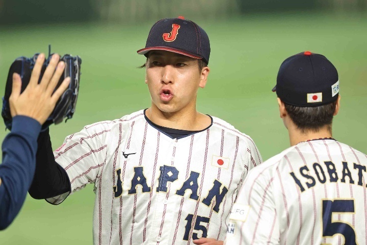 侍の守護神として活躍した大勢。試合後に熱いコメントを残した。写真：梅月智史（THE DIGEST写真部）