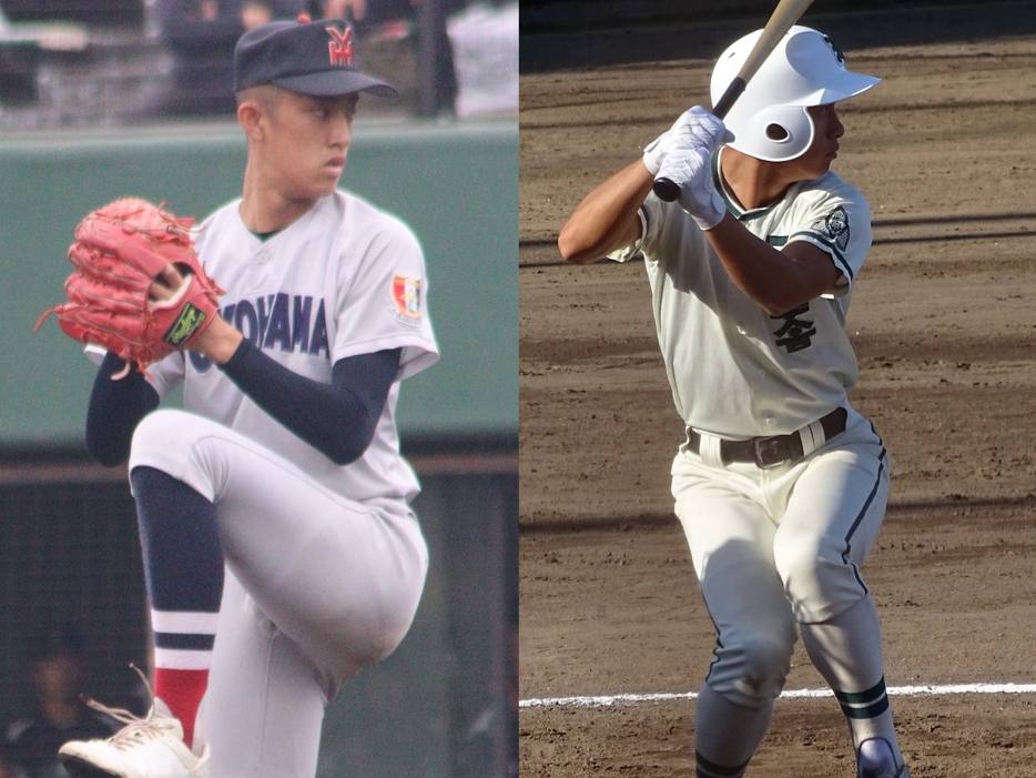 横浜・織田 翔希投手（左）と二松学舎大付・入山 唯斗内野手