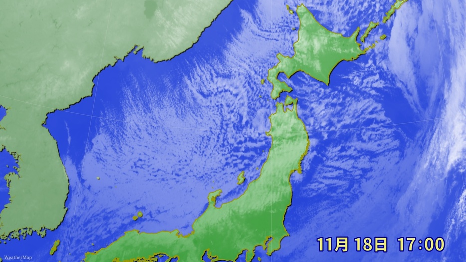 18日(月)午後5時の雲の様子