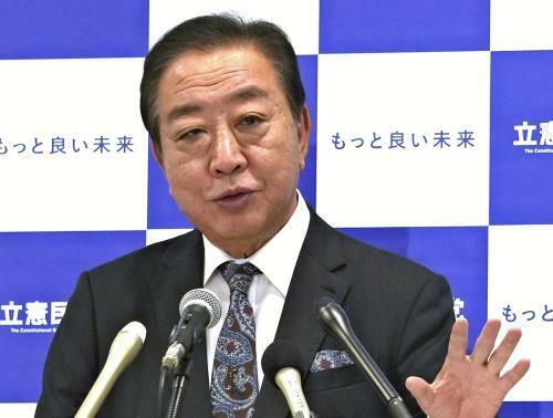 記者会見する立憲民主党の野田代表（８日、国会で）