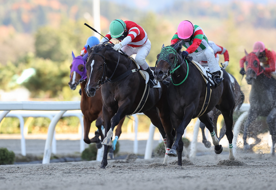 水沢4R・トランスミッションと村上忍騎手 (C)岩手県競馬組合