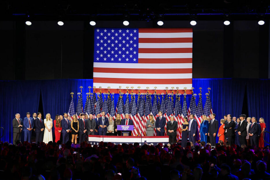 11月6日、勝利演説をするドナルド・トランプ（Brendan Gutenschwager/Anadolu via Getty Images）