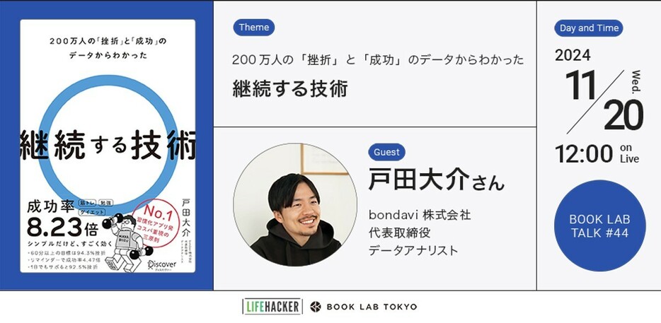 「国内No.1習慣化アプリ」開発者に、データに基づいた習慣化のコツを聞く【BOOK LAB TALK #44】