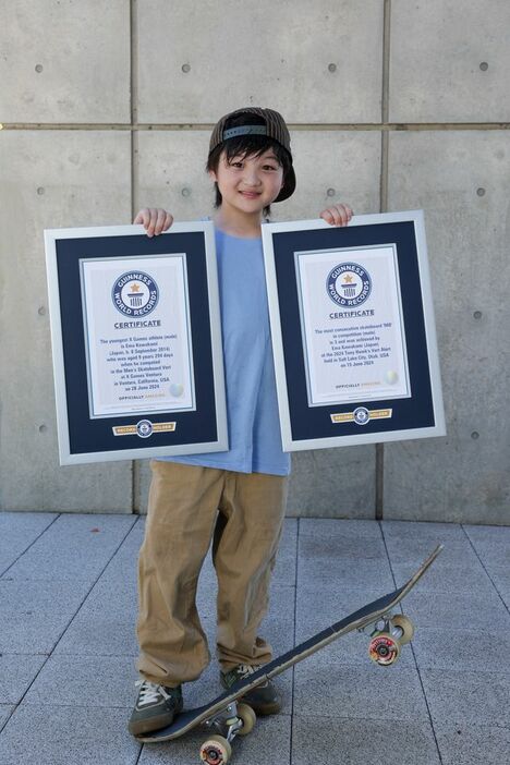 3つのギネス世界記録を樹立した小学校4年生の天才スケーター河上恵蒔選手