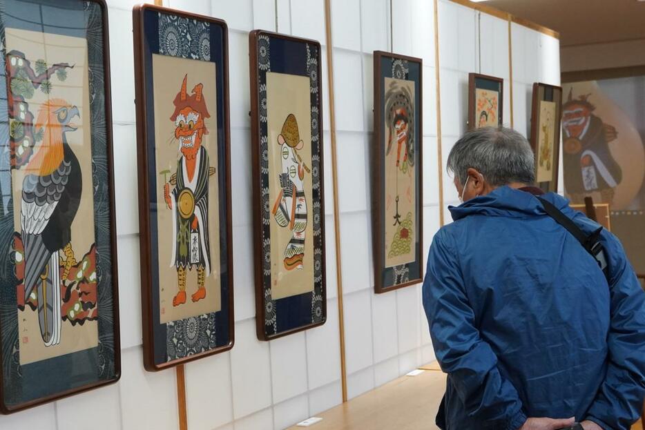 寿長生の郷で開催中の「大津絵師 五代目高橋松山展」