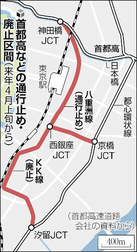 首都高などの通行止め・廃止区間