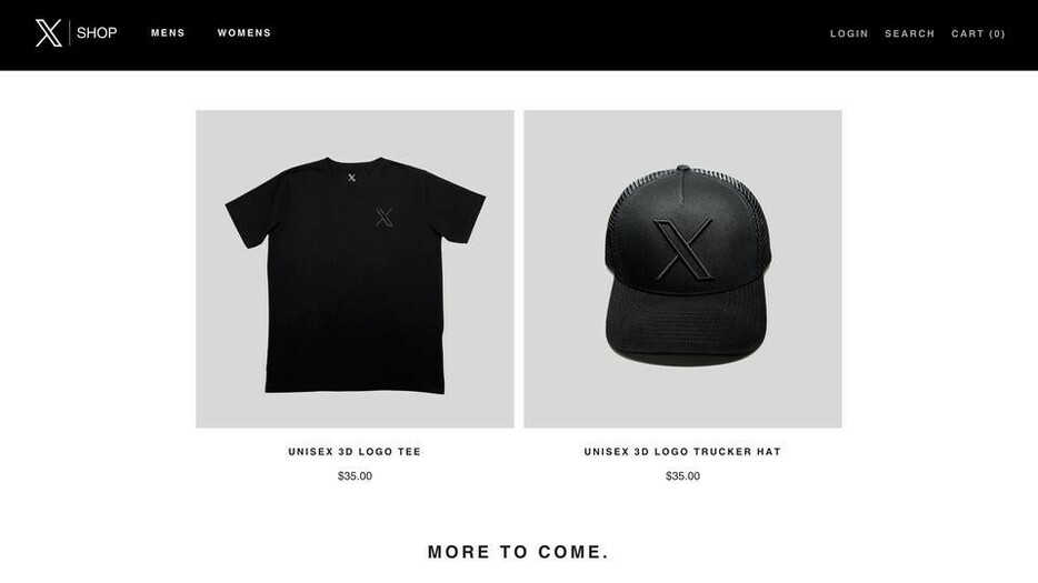 X、公式アパレルの販売を開始。なぜかこの時期にTシャツとキャップが出た