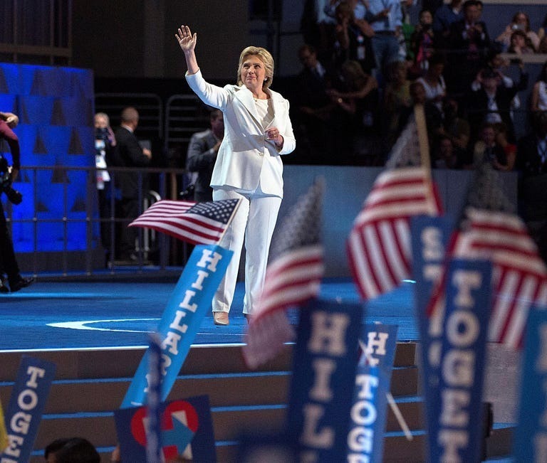 Getty Images 2016年7月、民主党全国大会でのヒラリー・クリントン。