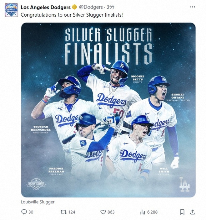 ドジャース公式X（@Dodgers）から