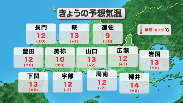 きょう28日(木)の予想気温