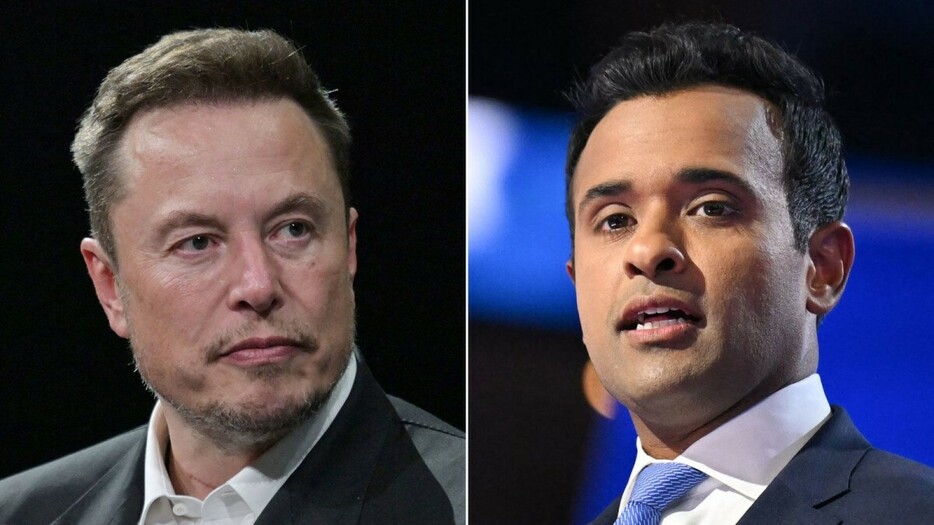 イーロン・マスク氏（左）とビベック・ラマスワミ氏