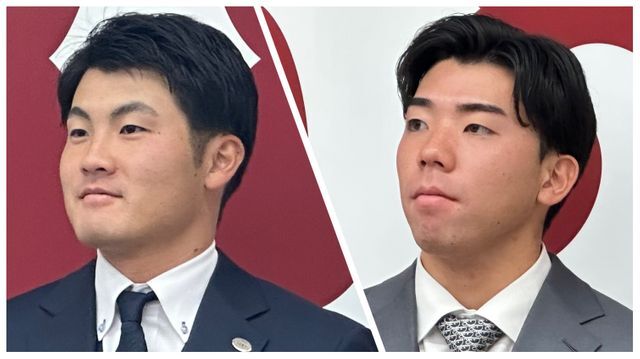 巨人は12選手と契約更改　写真は菊地大稀投手と松井颯投手